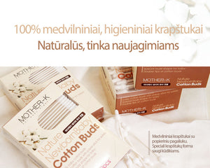 Mother – K medvilniniai krapštukai su popieriniu pagaliuku (300vnt.)